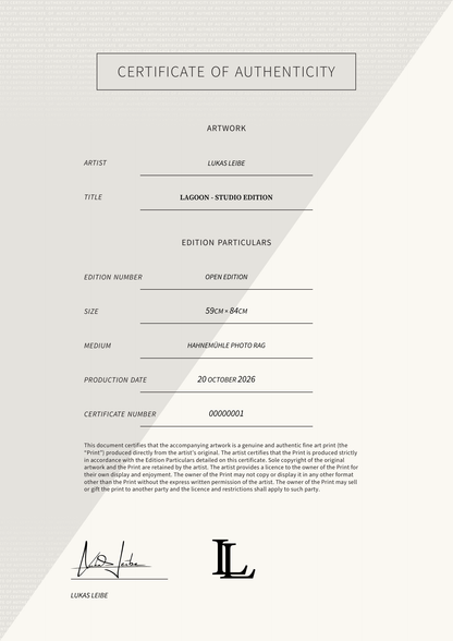 LAGOON - Studio Edition — Certificate of Authenticity