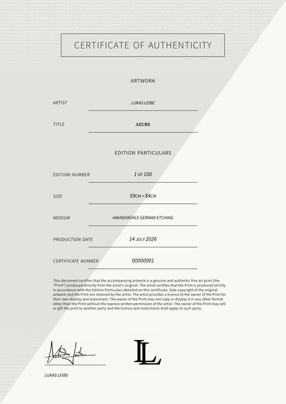 Azure — Certificate of Authenticity