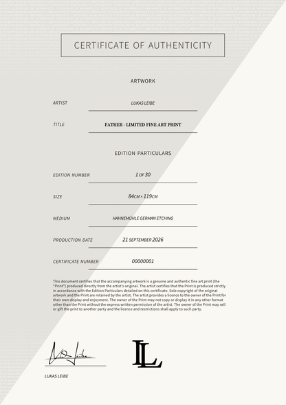FATHER - LIMITED FINE ART PRINT — Certificate of Authenticity